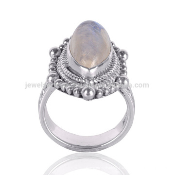 Latest Design 2017 Rainbow Moonstone 925 Silver Ethnic Design Ring